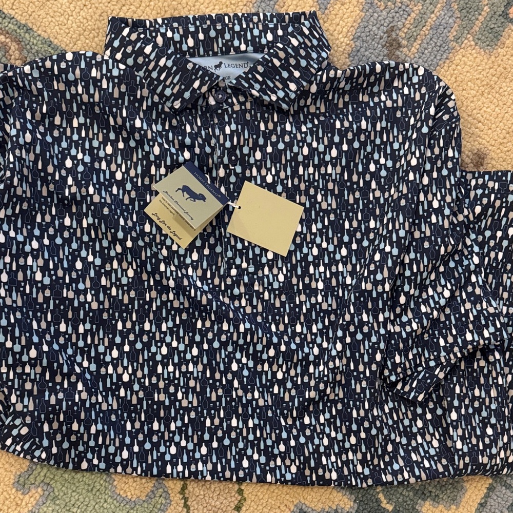 Lugrins Men's Navy Teardrop Polo Shirt